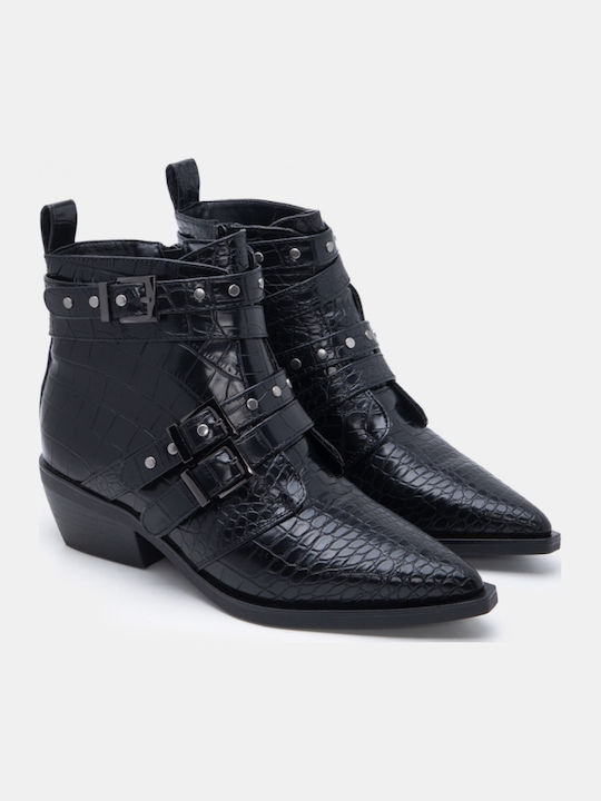Women's Ankle Boots Cowboy with Medium Heel Black