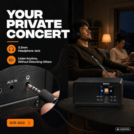 Denver DIR-200 Tabletop Battery Radio DAB+ with Bluetooth