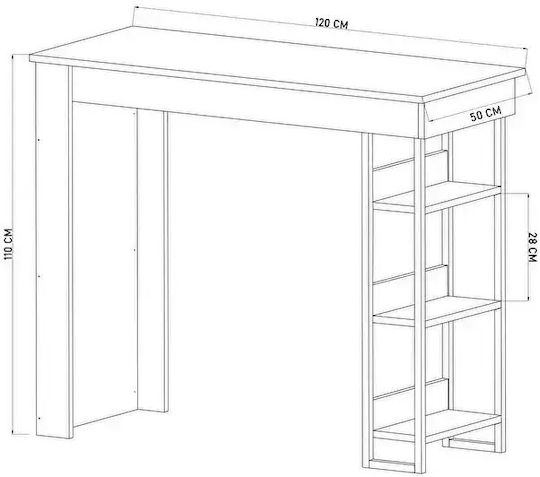 Τραπέζι Μπαρ Καρυδί 120x50x110εκ.