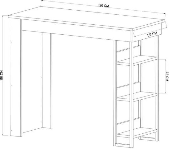 Τραπέζι Μπαρ Καρυδί 120x50x110εκ.