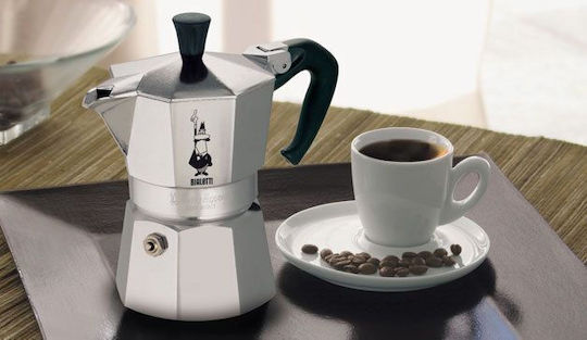 Bialetti Elektrischer Espressokocher für den Herd 2 Tassen Edelstahl Schwarze