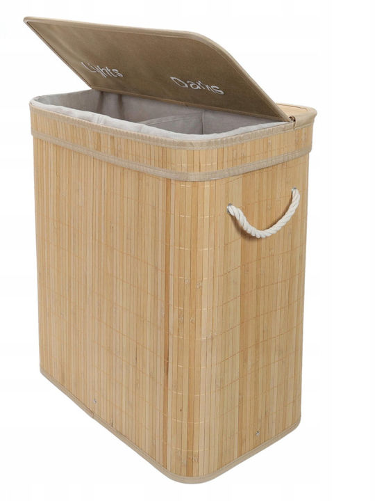 Springos Bambus Wäschekorb 100lt mit Deckel Beige