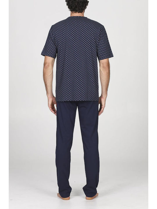 Alpina Sommer Herrenpyjama Hosen Blau