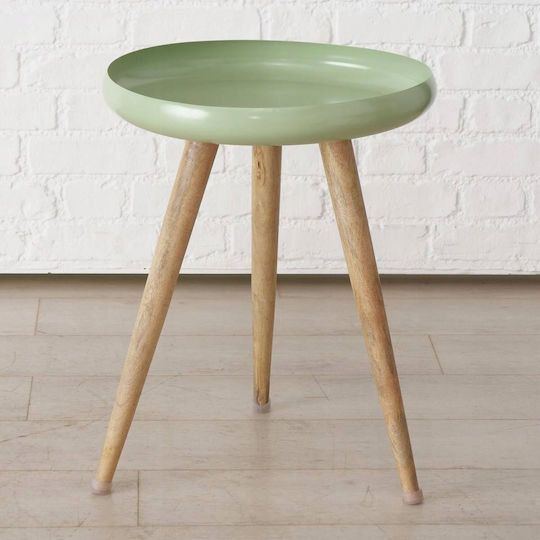 Кръгла Странична Кафе Маса от Масивно Дърво Mango Wood 3 Бройки М60xШ60см