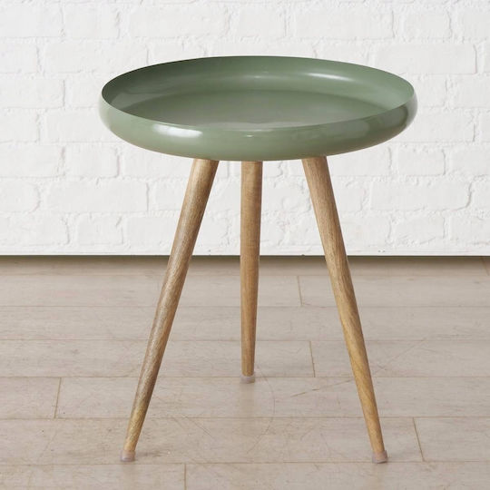 Кръгла Странична Кафе Маса от Масивно Дърво Mango Wood 3 Бройки М60xШ60см