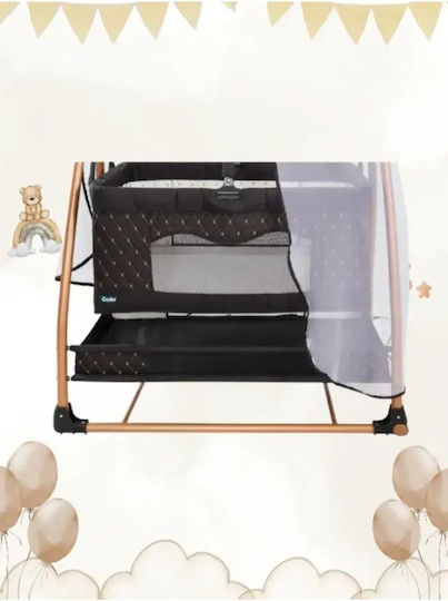 SteweHome SteweHome Babybett Schwarz mit Matratze & Räder