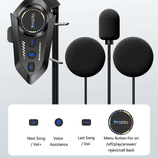 Yesido VC19 Einzelne Gegensprechanlage für Motorradhelm mit Bluetooth