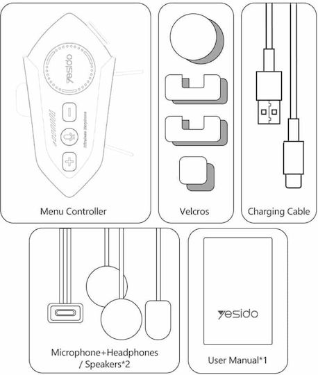 Yesido VC19 Einzelne Gegensprechanlage für Motorradhelm mit Bluetooth