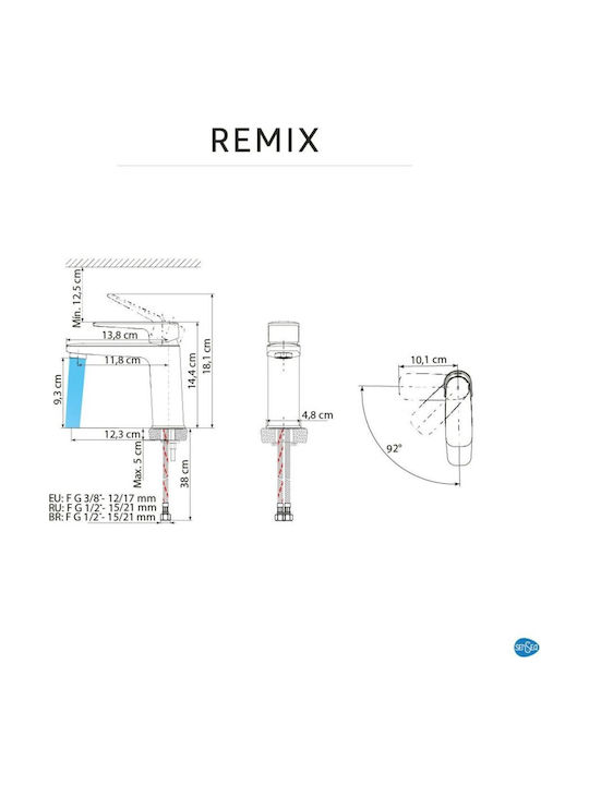 Sensea Remix Миксер Батерия за умивалник Черна