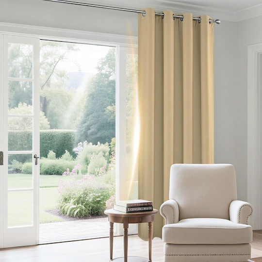 Joydeco Σετ Κουρτίνες Συσκότισης με Τρουκς Beige 117x228εκ.