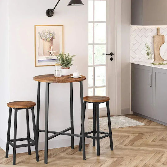 Taburete Bar Metalic Wood 2 Buc 32x32x64cm