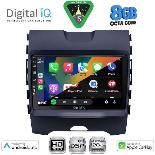 Digital IQ Автомобилна Аудио Система за Ford Edge 2015-2023 (Bluetooth/USB/Вграден Wi-Fi/GPS/Apple CarPlay/Android Auto) с Touch Screen 9"