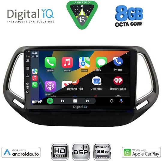 Digital IQ Автомобилна Аудио Система За Jeep Compass 2016-2021 С Clima (Bluetooth/USB/Wi-Fi/GPS/Apple CarPlay/Android Auto) С Touch Screen 10"