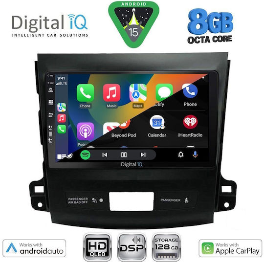 Digital IQ Автомобилна Аудио Система за Peugeot 4007 Mitsubishi Outlander Citroen C-Crosser 2006-2012 Bluetooth USB Вграден Wi-Fi GPS Apple CarPlay Android Auto с Touch Screen 9"