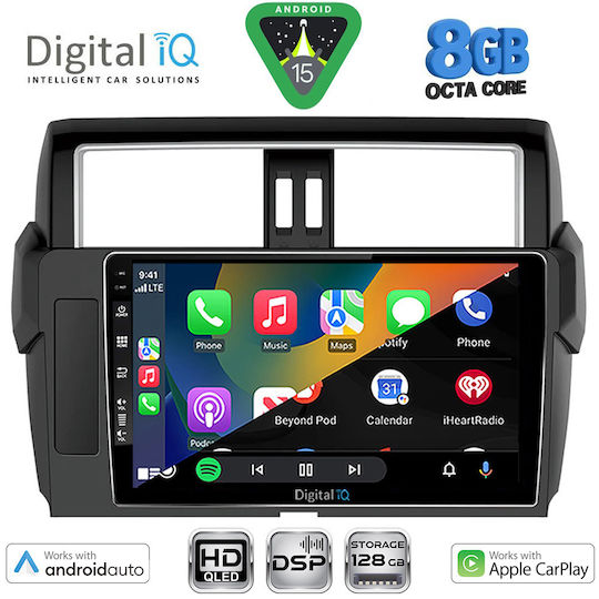 Digital IQ Автомобилна Аудио Система за Toyota Prado 2014-2017 (Bluetooth/USB/Вграден Wi-Fi/GPS/Apple CarPlay/Android Auto) с Touch Screen 10"