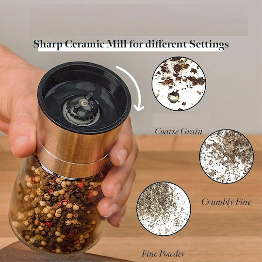 Spice Grinders Gourmeo Set de Măcini Manuale pentru Condimente Inox în Culoare Gri 2 Bucăți