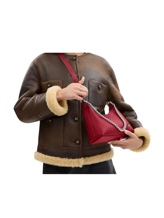 Leather Women's Shoulder Handbag Crossbody Red