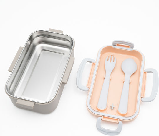 Sidirela Baby Rabbit Edelstahl Kinderlebensmittelbehälter Abendessen-Set 0.5Liter Thermisch Beiges