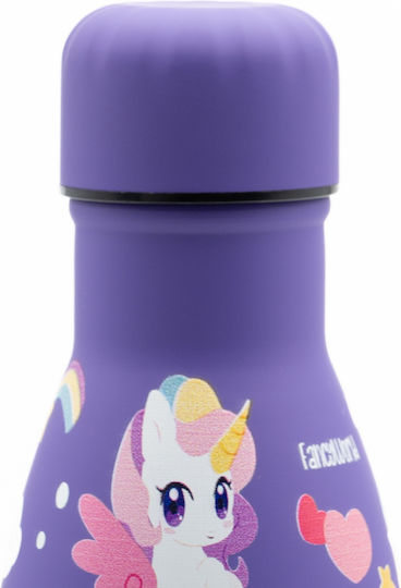 Sidirela Happy Unicorns Edelstahl Kinderlebensmittelbehälter Abendessen-Set Einhörner 0,5 Liter Thermisch Lila