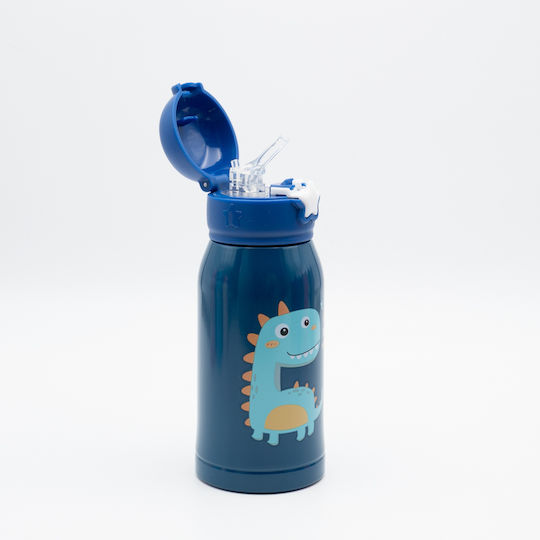 Sidirela Sidirela Dinosaur Edelstahl Kinderlebensmittelbehälter Abendessen-Set Dinos 0,7 Liter Thermisch Blau