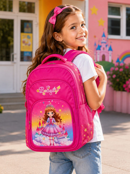 School Backpack For Elementary With Water Bottle Holder Pink 31 x 31 x 43cm