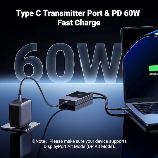 Ugreen Transmițător și Receptor Wireless HDMI USB-C Full HD 1080p 60Hz Conexiune WiFi 5G Rază 50m Încărcare USB-C PD 60W Plug and Play Cabluri Integrate