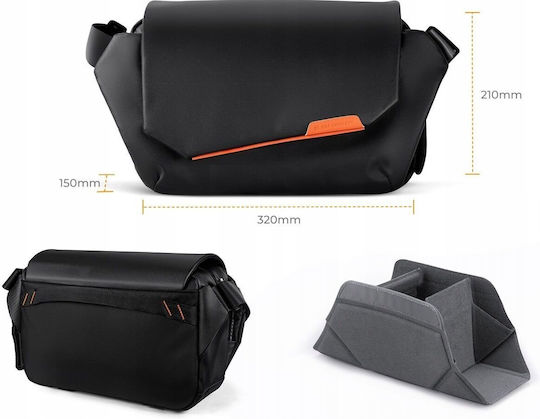 K&F Concept Τσάντα Χιαστή Φωτογραφικής Μηχανής Μαύρη