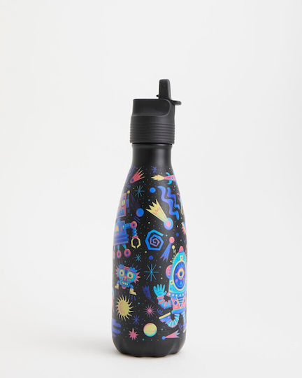 Chilly's Rostfreier Stahl Kinder Trinkflasche mit Stroh Schwarz 350ml