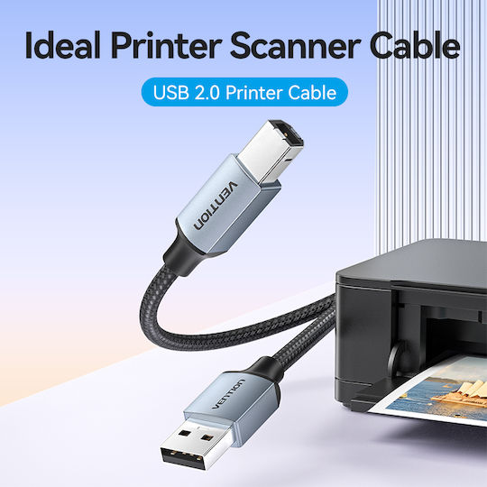 Vention USB 2.0 Cable USB-A Male - USB-B Male Silver 10m CTTHL