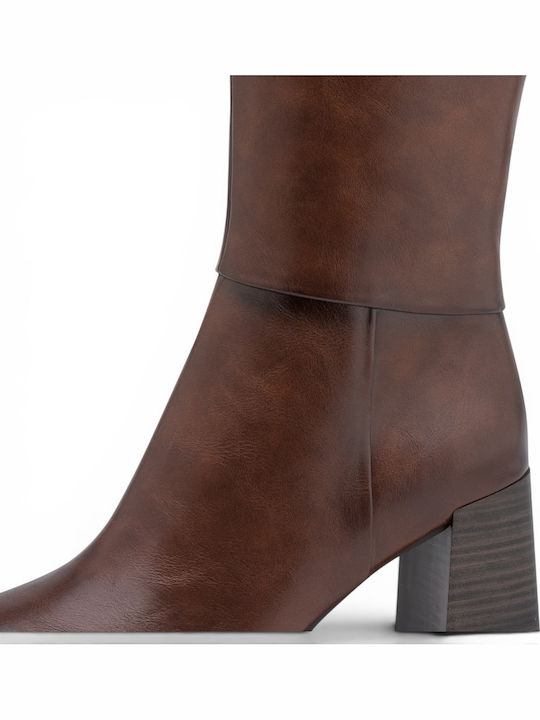 Damenstiefel mit Mittelhohem Braun Absatz