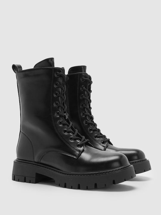 Damen Kampfstiefel Schwarz