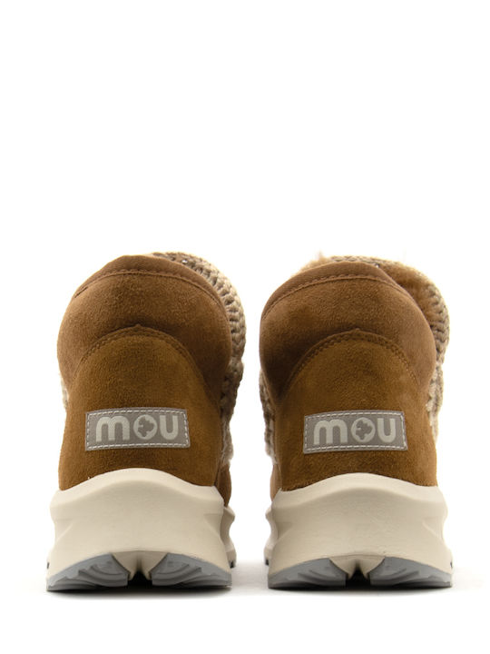 Eskimo Wildleder Stiefeletten Damen mit Plattform Tabac