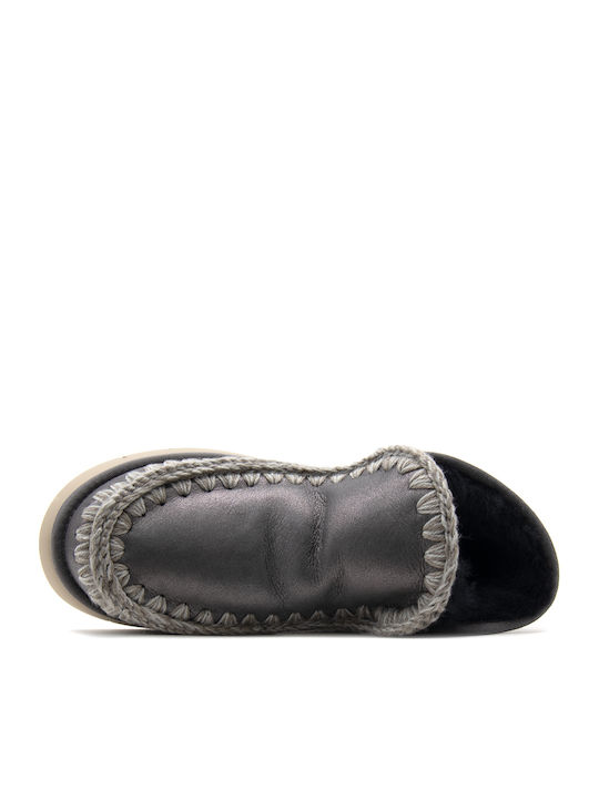 Eskimo Leder Damen Stiefeletten mit Plattform Silber