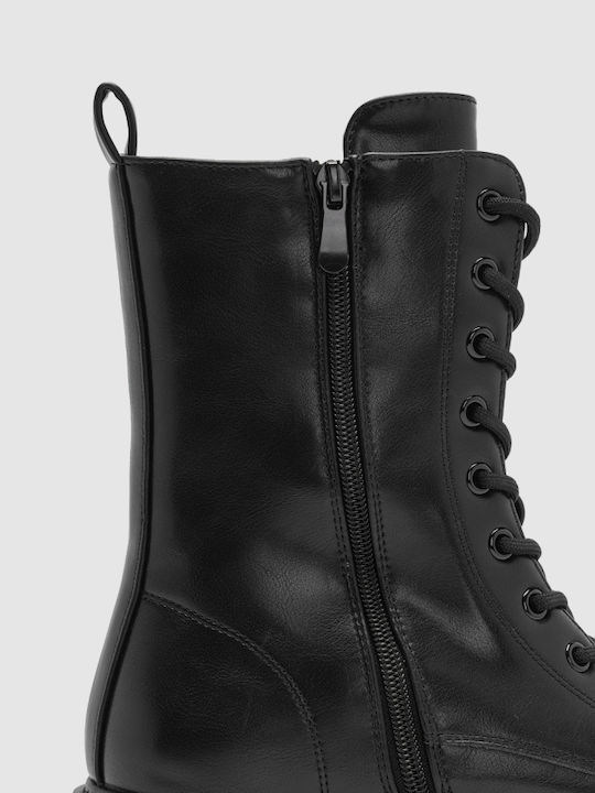 Damen Kampfstiefel Schwarz