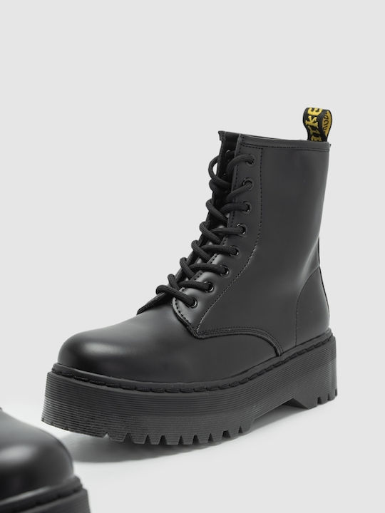 Damen Kampfstiefel Schwarz