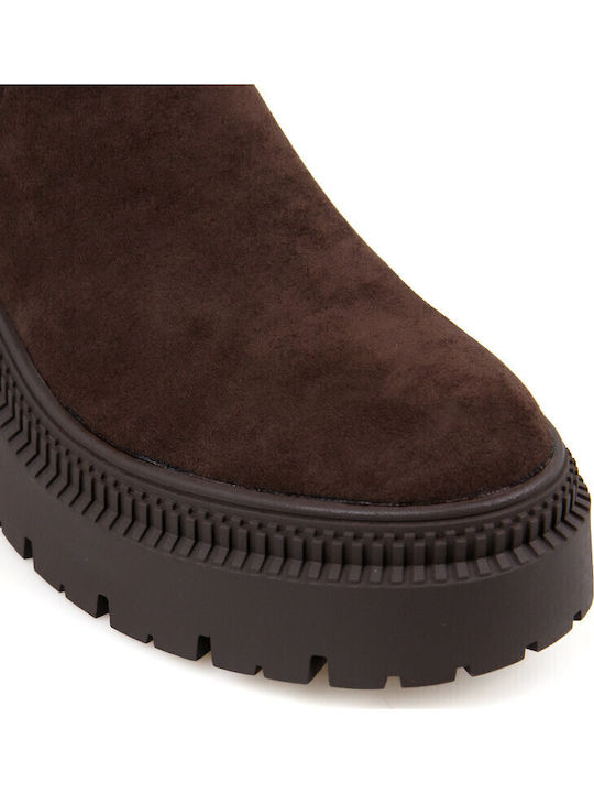 Suede Women's Chelsea Ankle Boots Brown