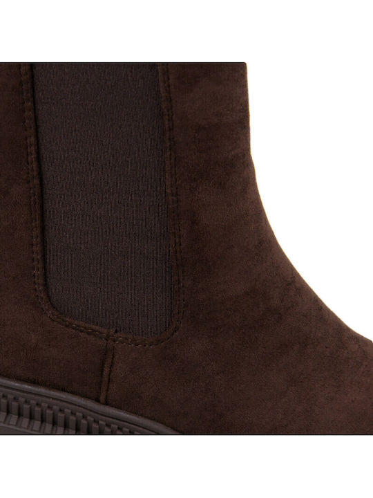 Suede Women's Chelsea Ankle Boots Brown