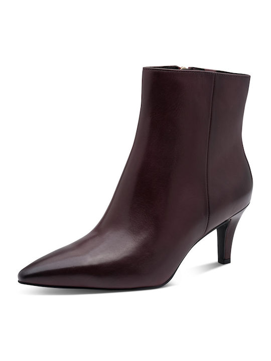 Leather Women's Ankle Boots Burgundy
