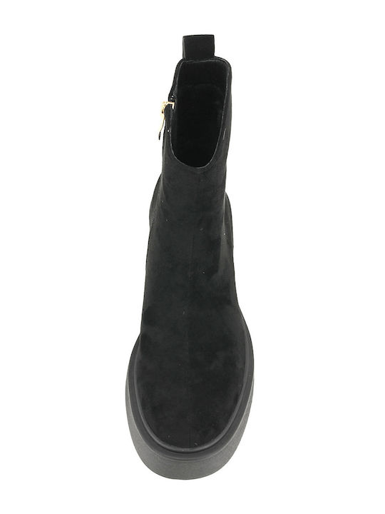 Theres Suede Women's Ankle Boots with Mid Heel Black