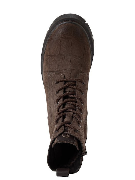 Leder Damen Kampfstiefel Braun