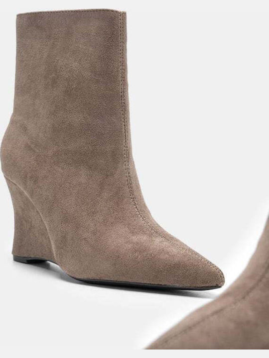 Suede Stiefeletten Damen mit Plattform Beigen