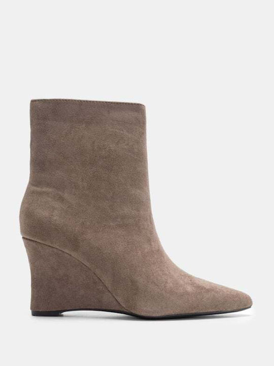 Suede Stiefeletten Damen mit Plattform Beigen