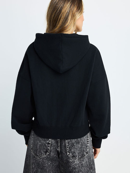 Cropped Women's Hooded Sweatshirt Black
