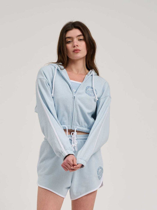 Cropped Women's Sweatshirt Hooded Fresh Blue