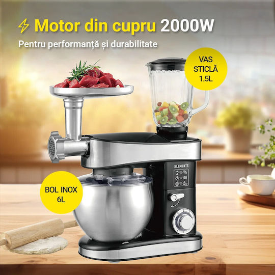 KB Elements Mixer Planetar 2000W Cu Bol Din Inox 7.5lt Neagră 236