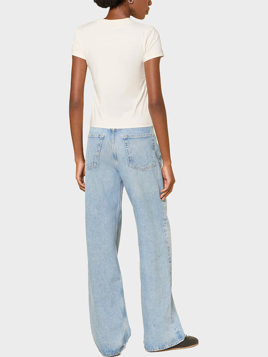 Damen T-Shirt Tierdruck Off-White