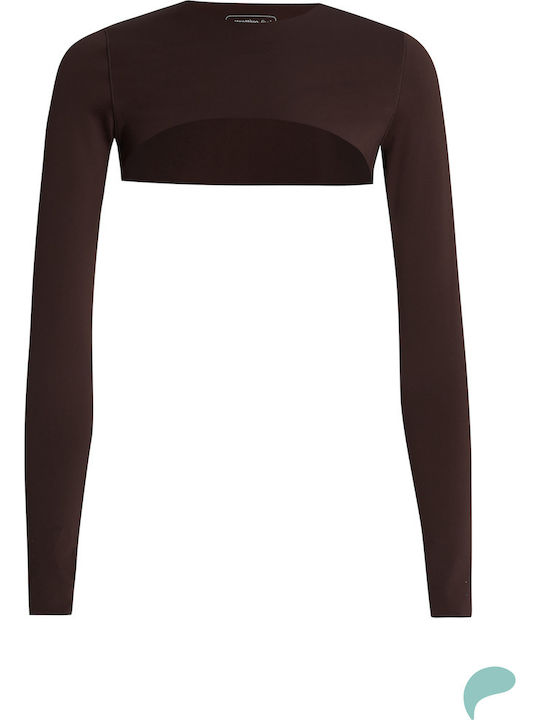 Attrattivo Damen Langärmliges Braunes Bluse