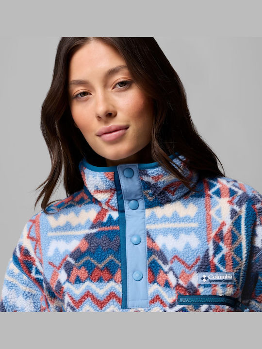 Helvetia Ii Printed Women's Crop Sweater with Zipper Rainy Day geomix