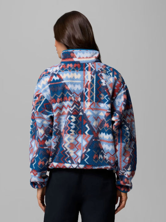 Helvetia Ii Printed Women's Crop Sweater with Zipper Rainy Day geomix