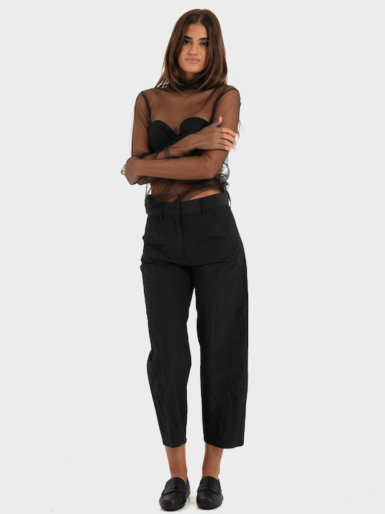 Damen Bluse mit Netz Schwarz